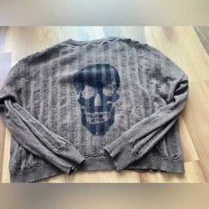 Skull cashmere brown distressed cashmere sweater size small